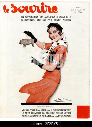 1930s France Le Sourire Magazine Cover Stock Photo