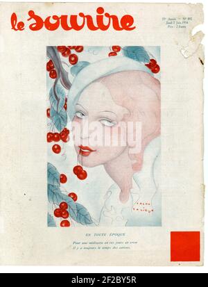 1930s France Le Sourire Magazine Cover Stock Photo