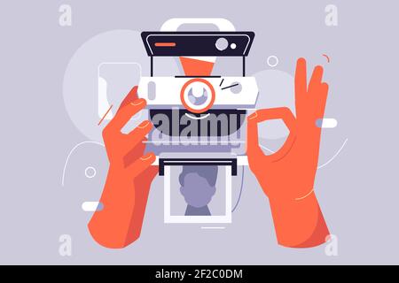 Old retro polaroid camera Stock Vector