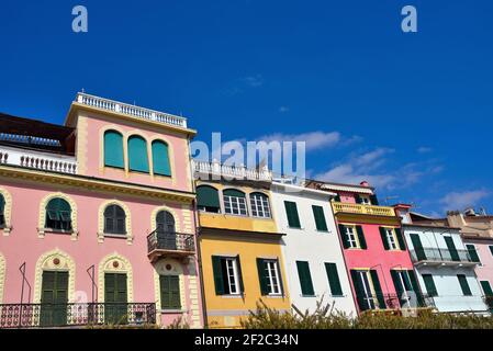 historic houses of the Ligurian village of Celle Ligure Italy Stock Photo