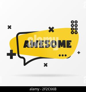 Original AWESOME lettering on the banner. Vector design in a flat style. A flat icon is perfect for your website. Stock Vector