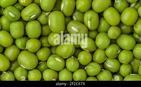 Macro shot of mung beans texture. Food background. Top view Stock Photo