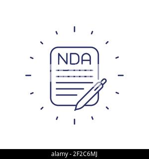 NDA agreement document line icon on white Stock Vector