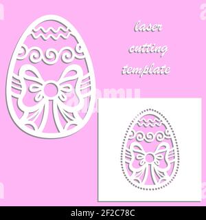 Laser cutting template. Easter egg and postcard template. Vector Stock Vector