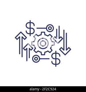 cost effective, financial line icon on dark Stock Vector