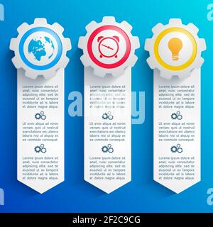 Three vertical abstract banners set with round colorful business icons flat isolated vector illustration Stock Vector