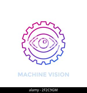 Machine vision icon, computer visual recognition Stock Vector