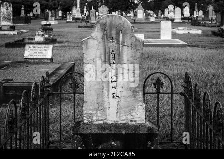 Old Cemetery head stone black and white