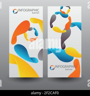 Infographic business vertical banners with colorful blades elements on gray background isolated vector illustration Stock Vector