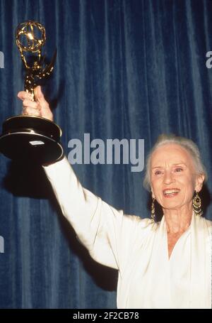 ASADENA,CA - AUGUST 28: Actress Jessica Tandy attends the 40th Annual Primetime Emmy Awards on August 28, 1988 at Pasadena Civic Auditorium in Pasadena, California. Credit: Ralph Dominguez/MediaPunch Stock Photo