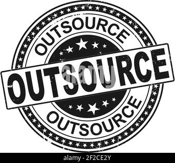 outsource retro round grunge vintage ribbon stamp Stock Vector