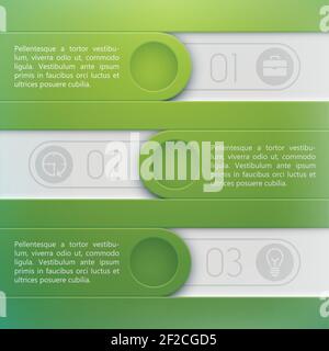 Business infographic design template with text place for three options steps or processes flat vector Illustration Stock Vector
