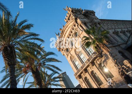 Neo classic Aduana building in port vell area, Barcelona, Catalonia, Spain Stock Photo