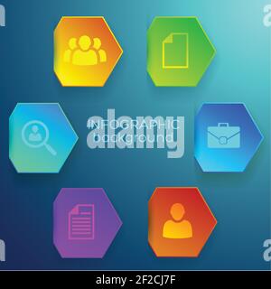 Business web infographic template with colorful bright hexagons and icons on light background vector illustration Stock Vector