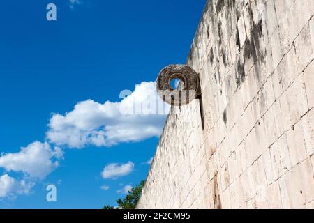 Stone Ring located at the Great Ballcourt building, Mexico Stock Photo