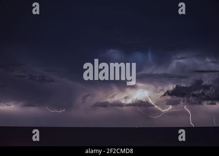 Severe Thunderstorm over the adriatic Sea Stock Photo