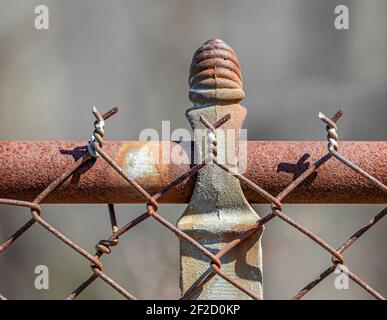 detail of a rusted chain link fence Stock Photo