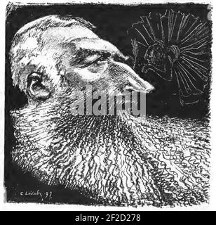 Portrait Caricature Of King Leopold II of the Belgians from Charles Lucien Léandre. Stock Photo