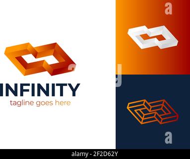 Abstract box cube infinity logo icon template. blockchain and technology Stock Vector