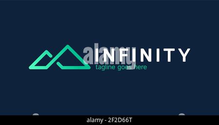 creative and simple mountain and infinity river flow logo design inspiration. Stock Vector