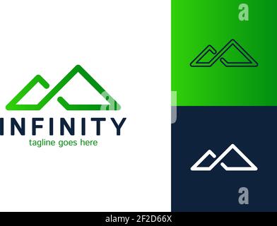 creative and simple mountain and infinity river flow logo design inspiration. Stock Vector