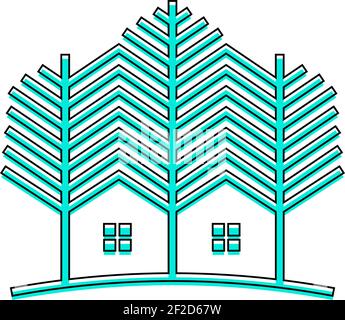 Green Wood Resident Vector logo Template. Design template of two trees incorporate with a house that made from a simple. It's good for symbolize a pro Stock Vector