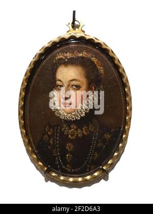 Portrait miniature of a Lady of the Spanish Court, attributed to Alonso Sanchez Coello, Spanish, c. 1580, Stock Photo