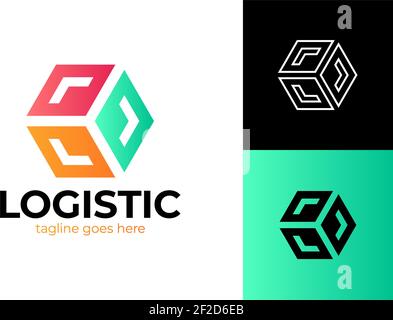 Delivery Box with Arrow Logo. Fast Box Logo Vector. Speed Moving Box Logotype. Delivery and logistic logo design concept. Stock Vector