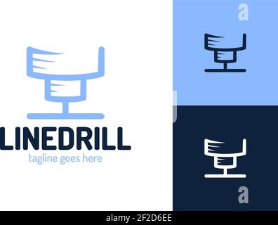 Drill Construction Logo Template vector illustration. Drilling icon. Rotating drill bit vector isolated illustration Stock Vector