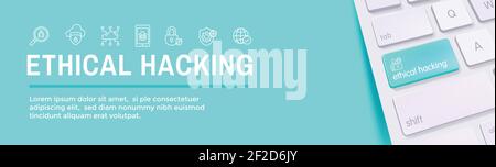 Certified Ethical Hacker - CEH - icon set, web header banner Stock Vector