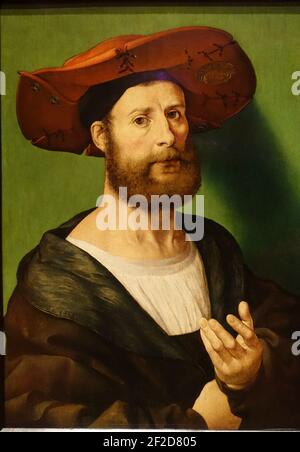 Portrait of a man, perhaps self-portrait, by Jan Gossaert, called Mabuse, c. 1515-1520, Stock Photo