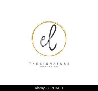 EL Initial letter handwriting and signature logo. A concept handwriting initial logo with template element. Stock Vector