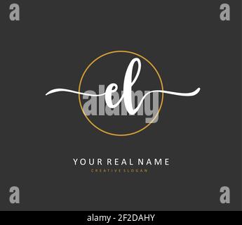 EL Initial letter handwriting and signature logo. A concept handwriting initial logo with template element. Stock Vector