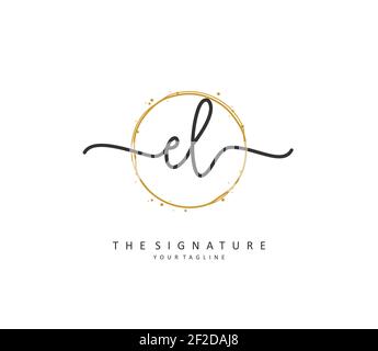EL Initial letter handwriting and signature logo. A concept handwriting initial logo with template element. Stock Vector