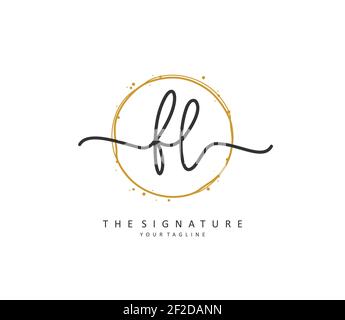 FL Initial letter handwriting and signature logo. A concept handwriting initial logo with template element. Stock Vector
