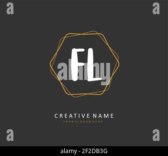 FL Initial letter handwriting and signature logo. A concept handwriting initial logo with template element. Stock Vector