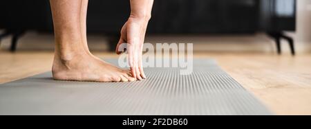 Woman Doing Fitness Stretching Test. Tight Hamstrings Stock Photo