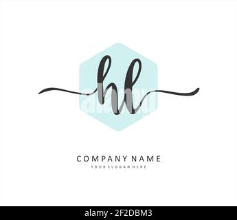 HL Initial letter handwriting and signature logo. A concept handwriting initial logo with template element. Stock Vector