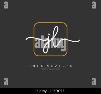 JL Initial letter handwriting and signature logo. A concept handwriting initial logo with template element. Stock Vector