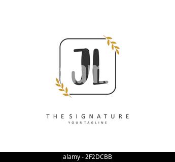 JL Initial letter handwriting and signature logo. A concept handwriting initial logo with template element. Stock Vector