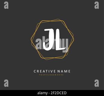 JL Initial letter handwriting and signature logo. A concept handwriting initial logo with template element. Stock Vector