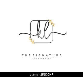 KL Initial letter handwriting and signature logo. A concept handwriting initial logo with template element. Stock Vector