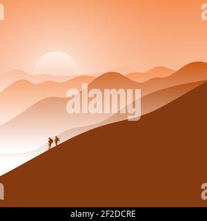 funny character man running with dog on gray silhouette trees vector illustration doodle hand drawn with black lines isolated on white background Stock Vector
