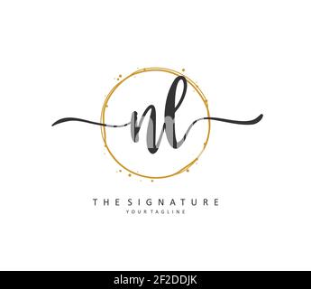 NL Initial letter handwriting and signature logo. A concept handwriting initial logo with template element. Stock Vector