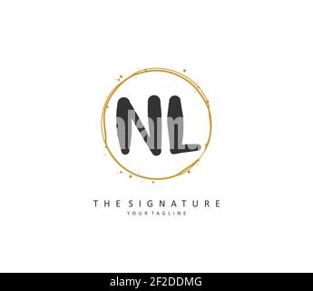 NL Initial letter handwriting and signature logo. A concept handwriting initial logo with template element. Stock Vector