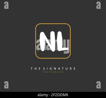 NL Initial letter handwriting and signature logo. A concept handwriting initial logo with template element. Stock Vector