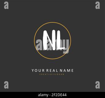 NL Initial letter handwriting and signature logo. A concept handwriting initial logo with template element. Stock Vector