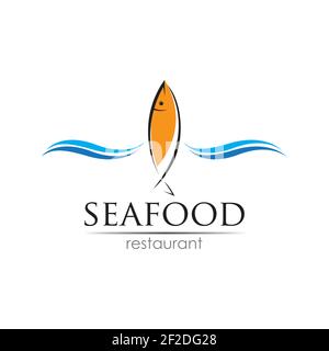 Seafood restaurant logo design. Fish, Food and Beverage logo concept. Vector logo template Stock Vector