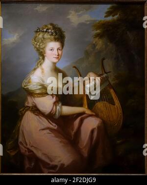 Portrait of Sarah Harrop (Mrs. Bates) as a Muse, by Angelica Kauffmann, English, 1780-1781, Stock Photo