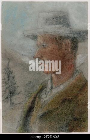 Porträt des Bergführers Josef Lochmatter (1872-1915) von Albert Gos aus dem Jahre 1903, St. NiIklaus Schweízer Kanton Wallis. Stock Photo